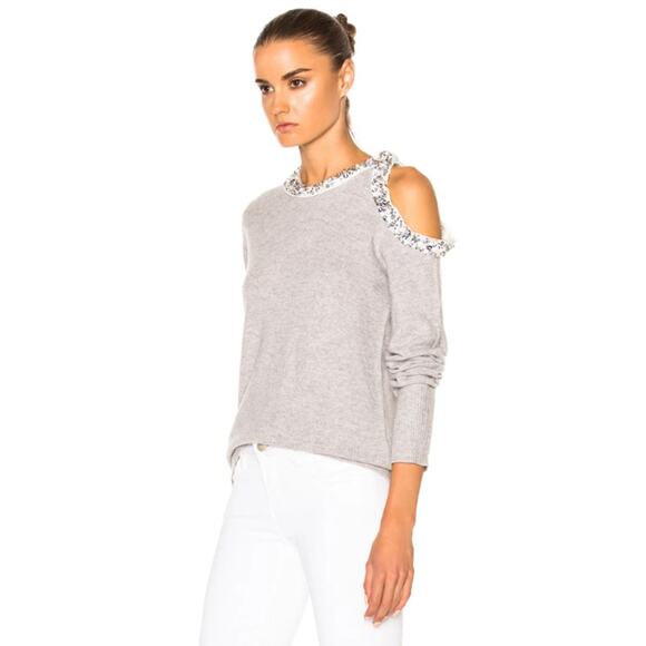 3.1 Phillip Lim Beaded Sequin Sweater Cut Out Crew Neck Yak Cashmere Wool Blend - Picture 2 of 13